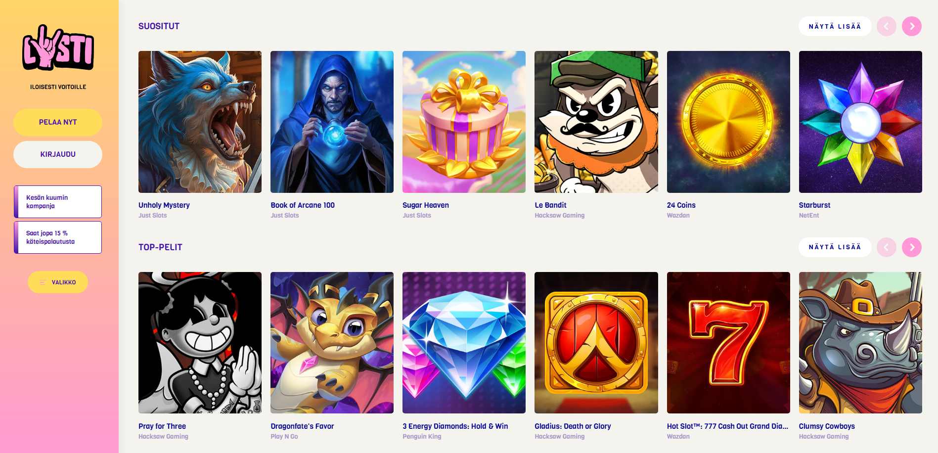 Lysti Casino Games