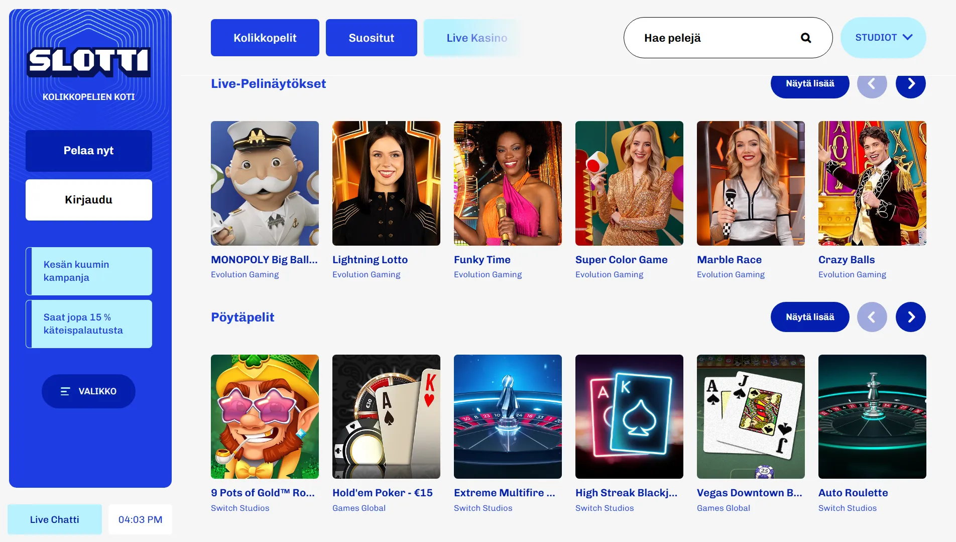 Slotti Live Casino
